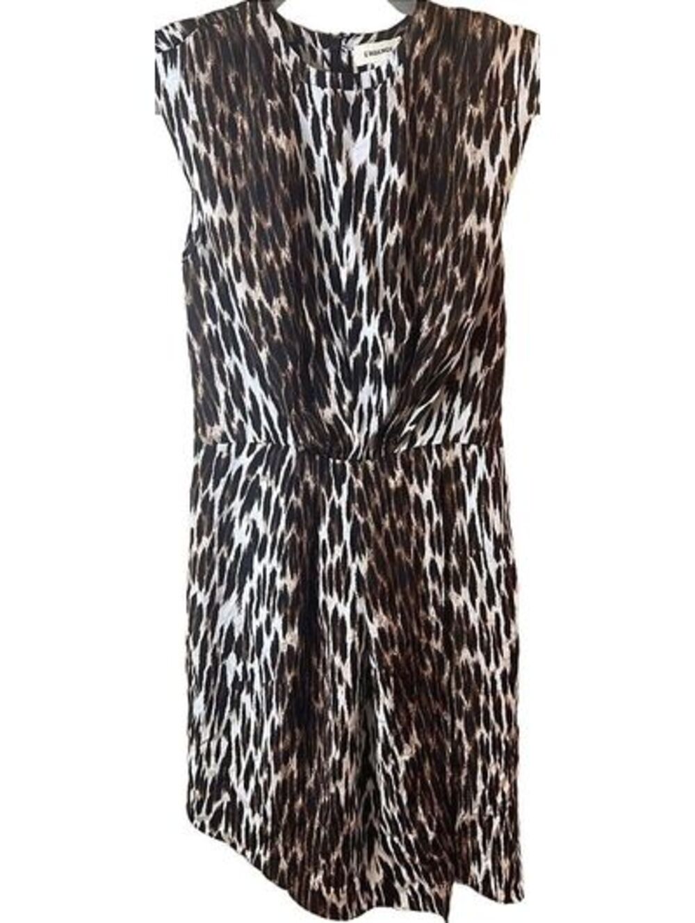 L'AGENCE Size 2 100% Silk Animal Print Draped Waist Sleeveless Mini Dress